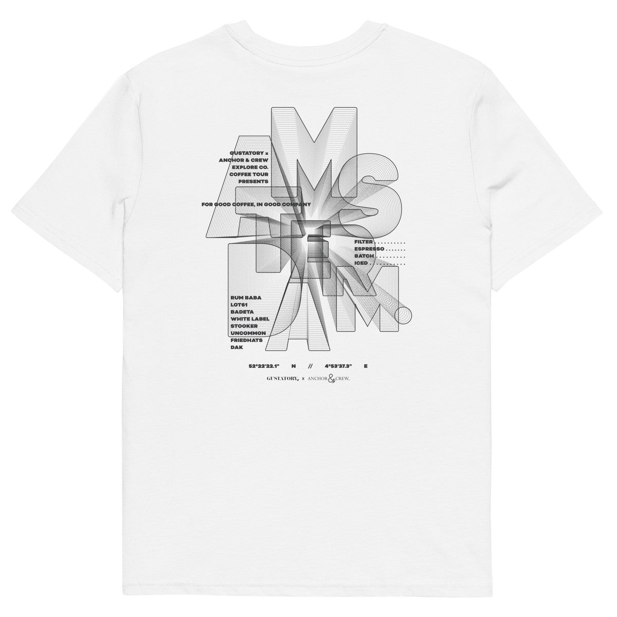 ANCHOR & CREW x GUSTATORY Amsterdam Coffee Scene Organic Cotton Embroidered T-Shirt