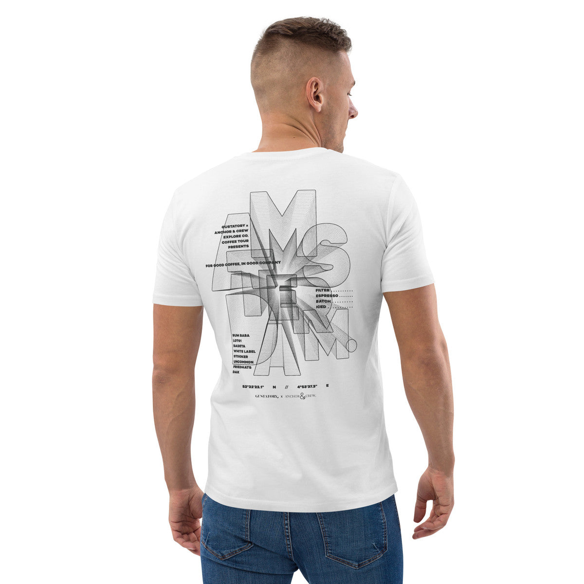 ANCHOR & CREW x GUSTATORY Amsterdam Coffee Scene Organic Cotton Embroidered T-Shirt