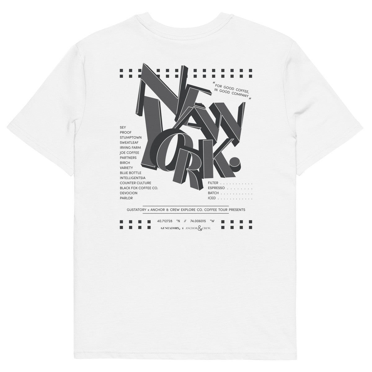 ANCHOR & CREW x GUSTATORY New York Coffee Scene Organic Cotton Embroidered T-Shirt 