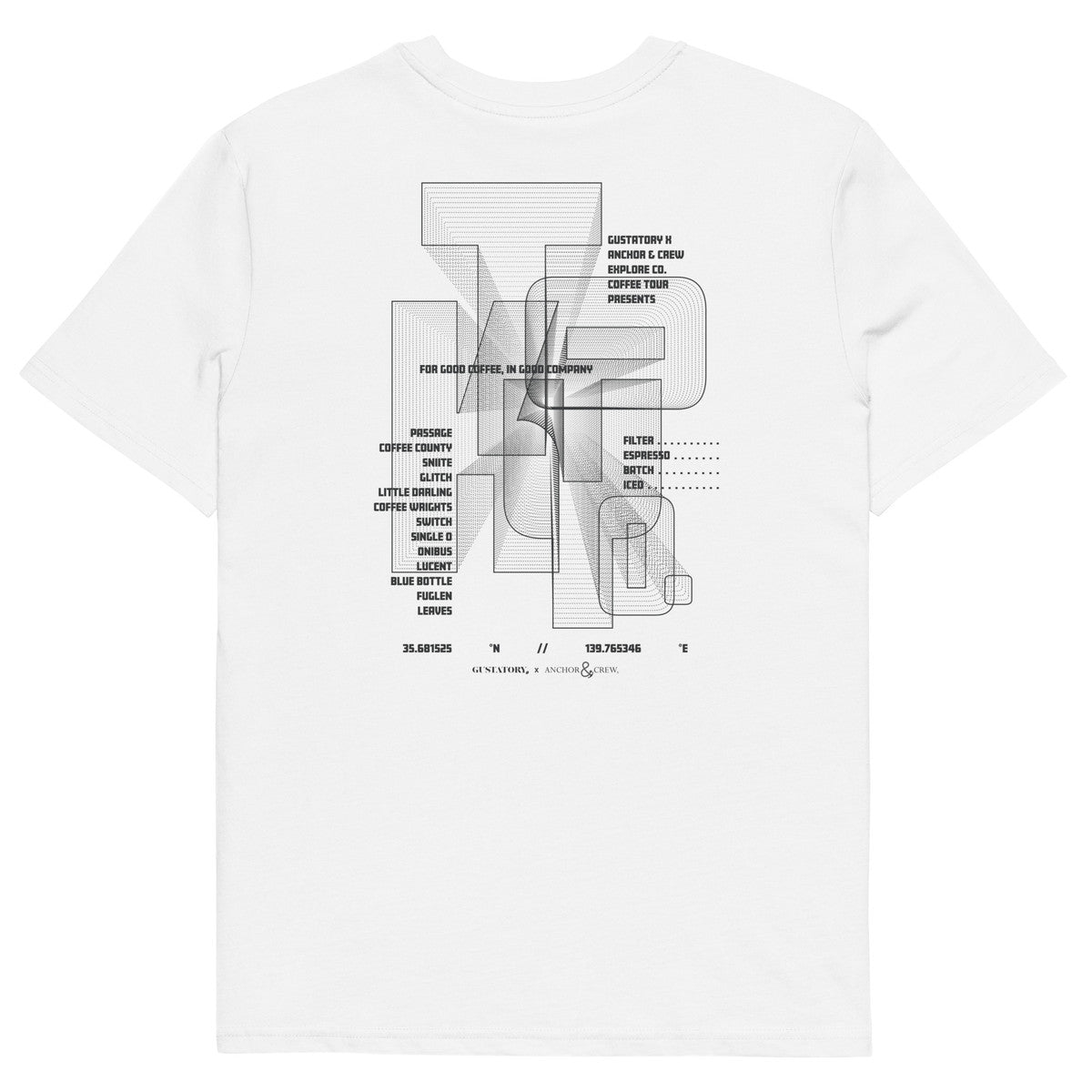 ANCHOR & CREW x GUSTATORY Tokyo Coffee Scene Organic Cotton Embroidered T-Shirt