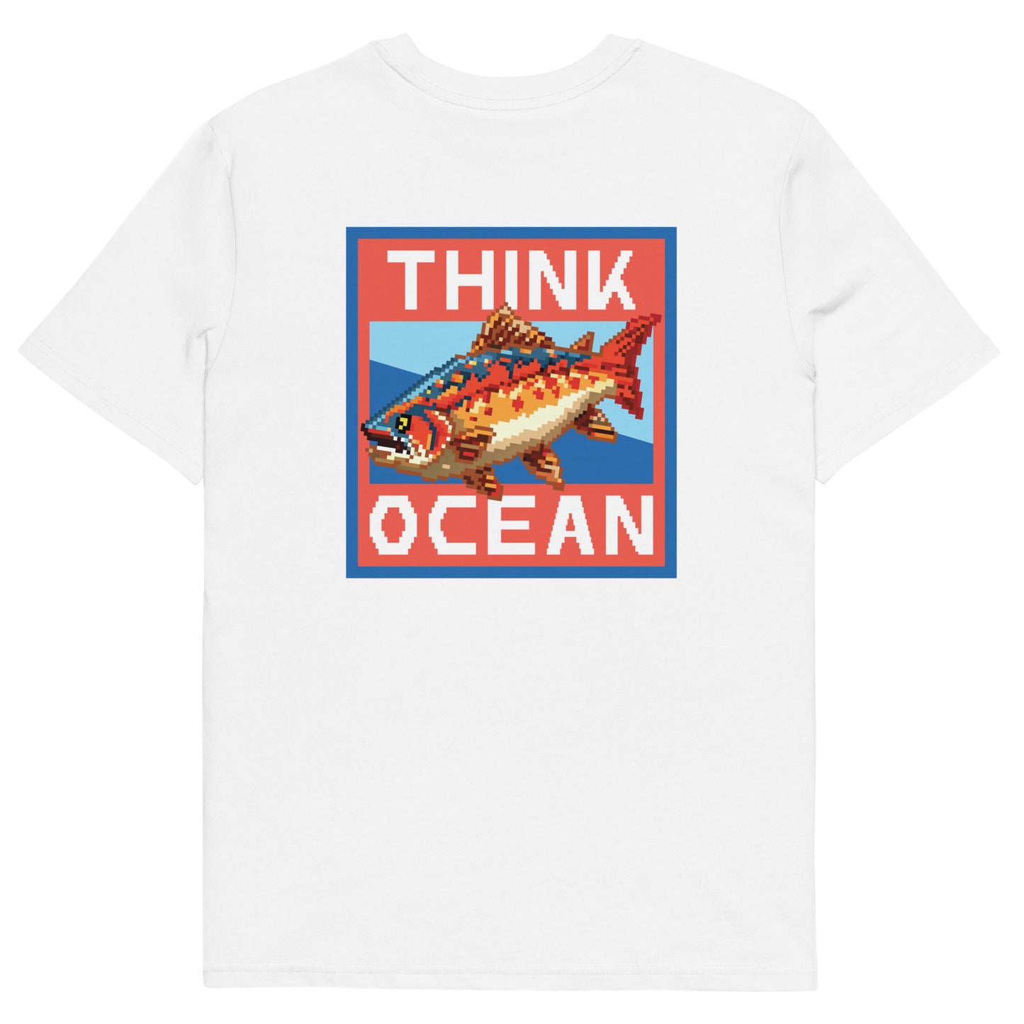 Think Ocean Fish Pixel Art Organic Cotton T-Shirt