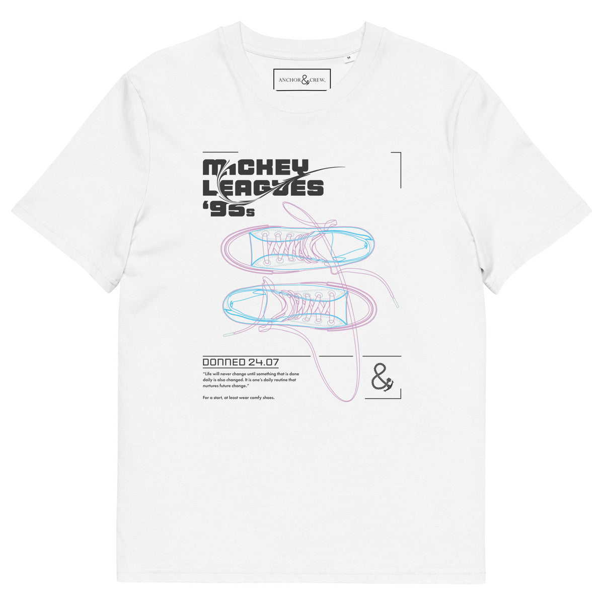ANCHOR & CREW Mickey Leagues 95s Hi Tops Archives Organic Cotton T-Shirt