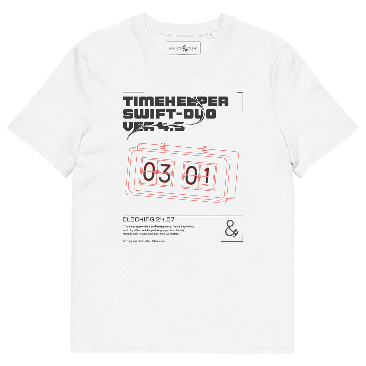 ANCHOR & CREW Timekeeper Swift-Duo Ver 4.5 Clock Archives Organic Cotton T-Shir