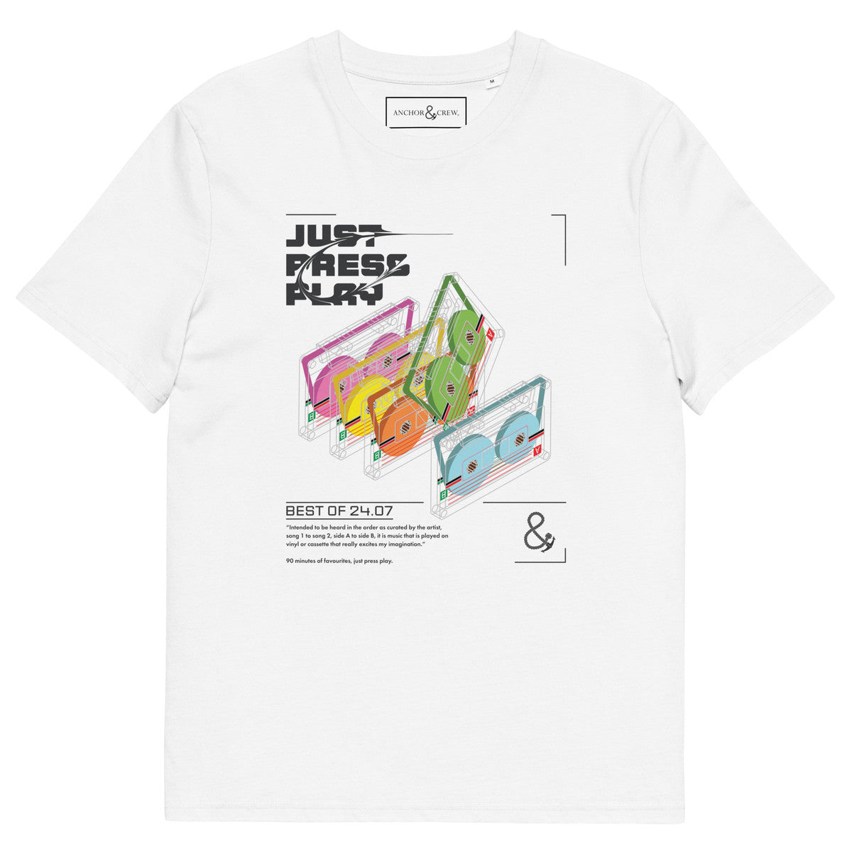 ANCHOR & CREW Just Press Play Cassettes Archives Organic Cotton T-Shirt