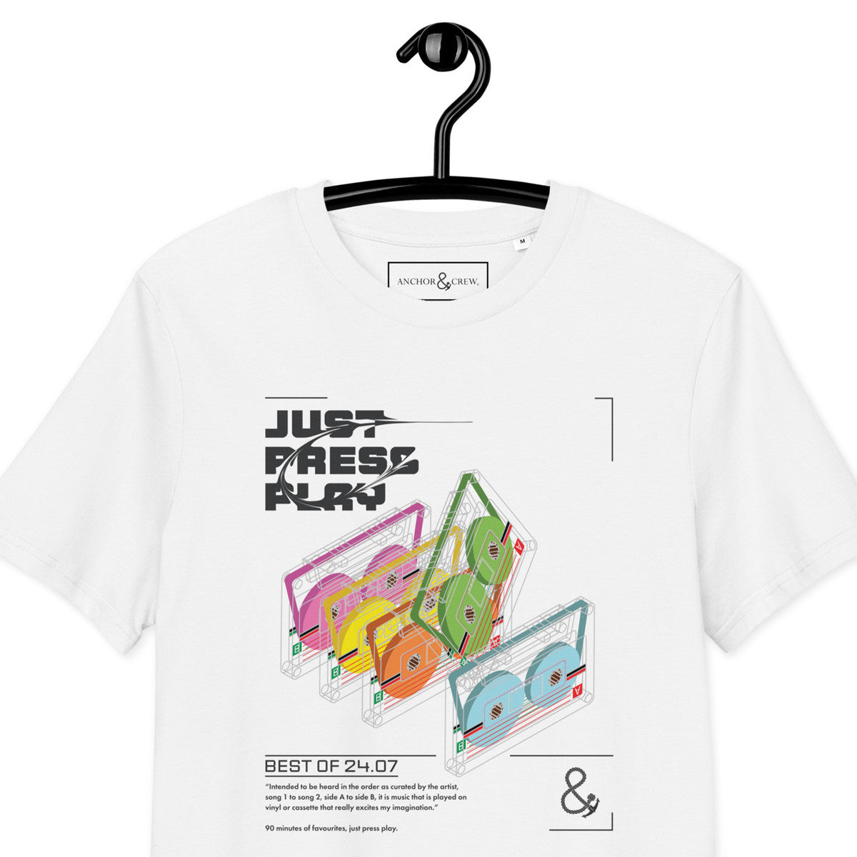 ANCHOR & CREW Just Press Play Cassettes Archives Organic Cotton T-Shirt