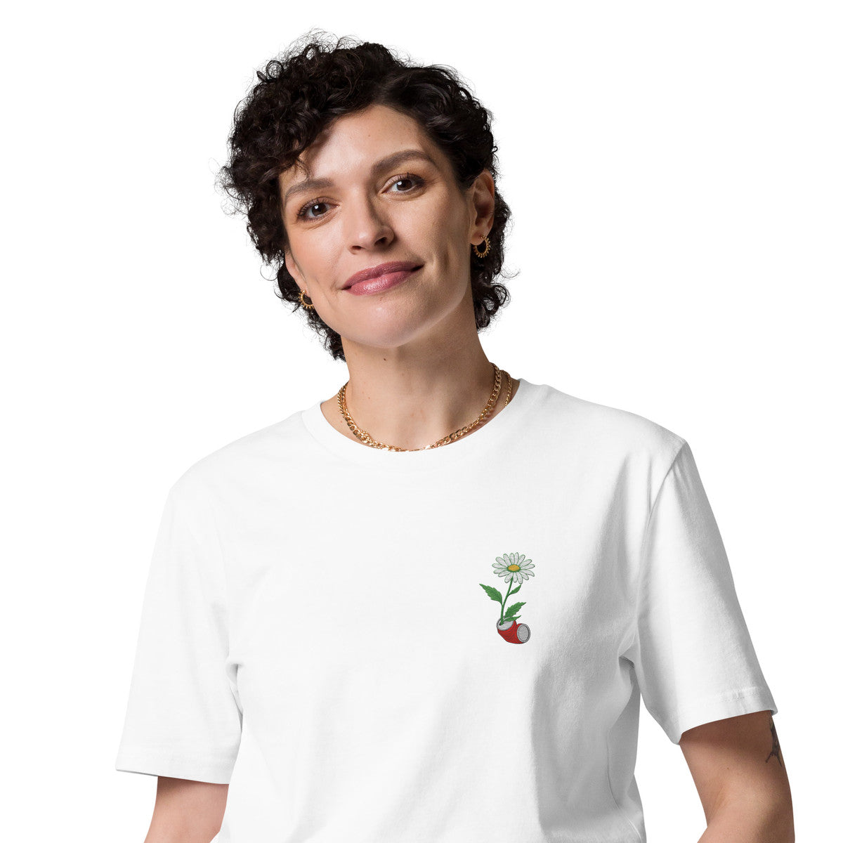 ANCHOR & CREW Daisy Dystopia Garden Organic Cotton Embroidered T-Shirt