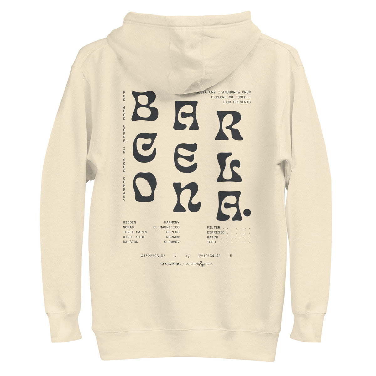 ANCHOR & CREW x GUSTATORY Barcelona Coffee Scene Cotton Blend Embroidered Hoodie