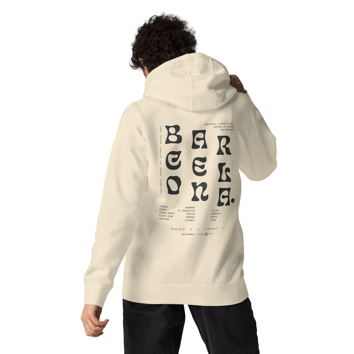 ANCHOR & CREW x GUSTATORY Barcelona Coffee Scene Cotton Blend Embroidered Hoodie