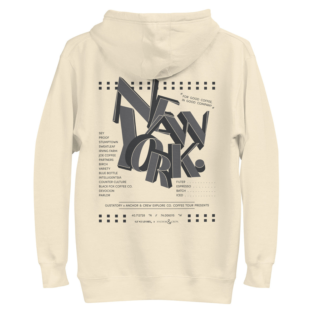 ANCHOR & CREW x GUSTATORY New York Coffee Scene Cotton Blend Embroidered Hoodie