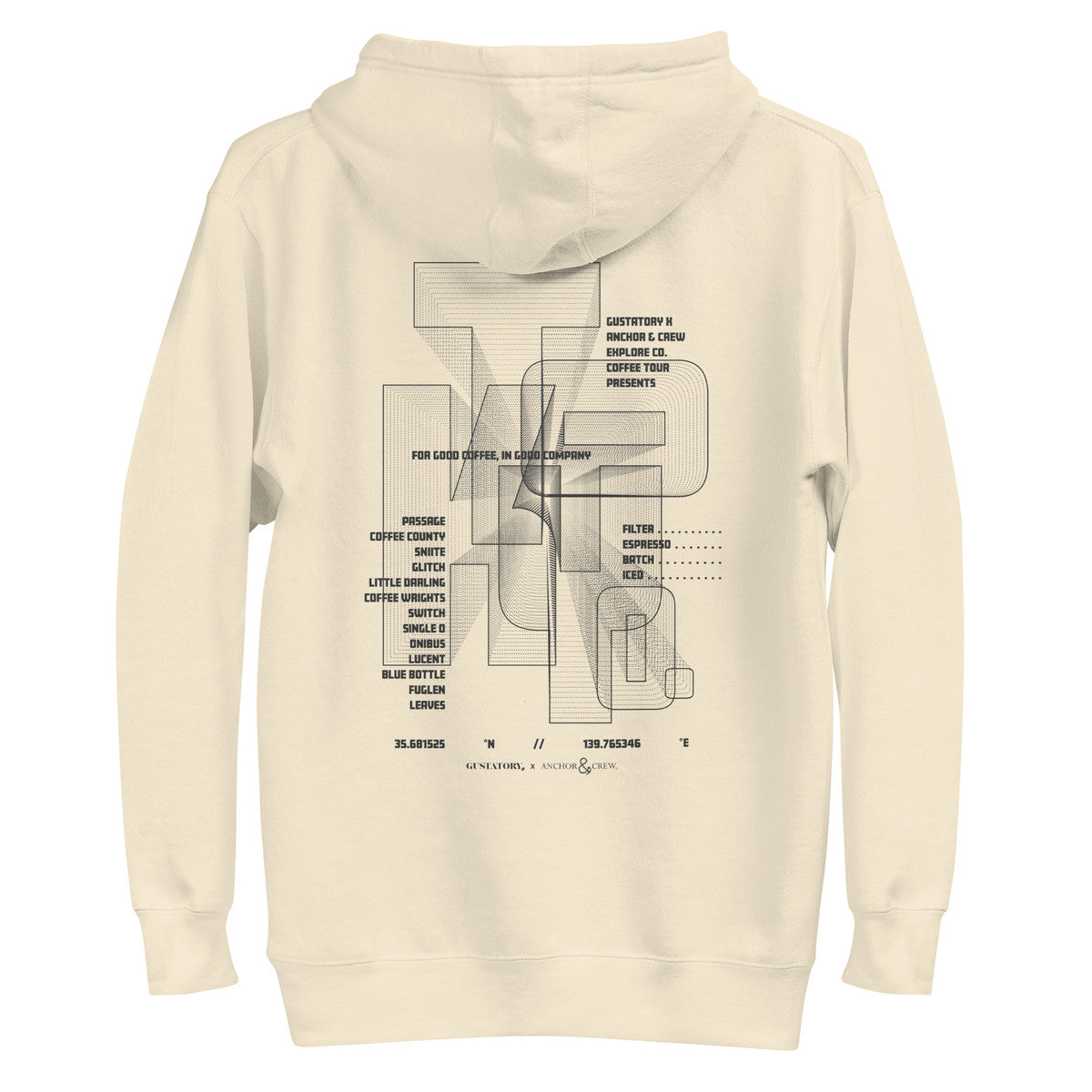 ANCHOR & CREW x GUSTATORY Tokyo Coffee Scene Cotton Blend Embroidered Hoodie