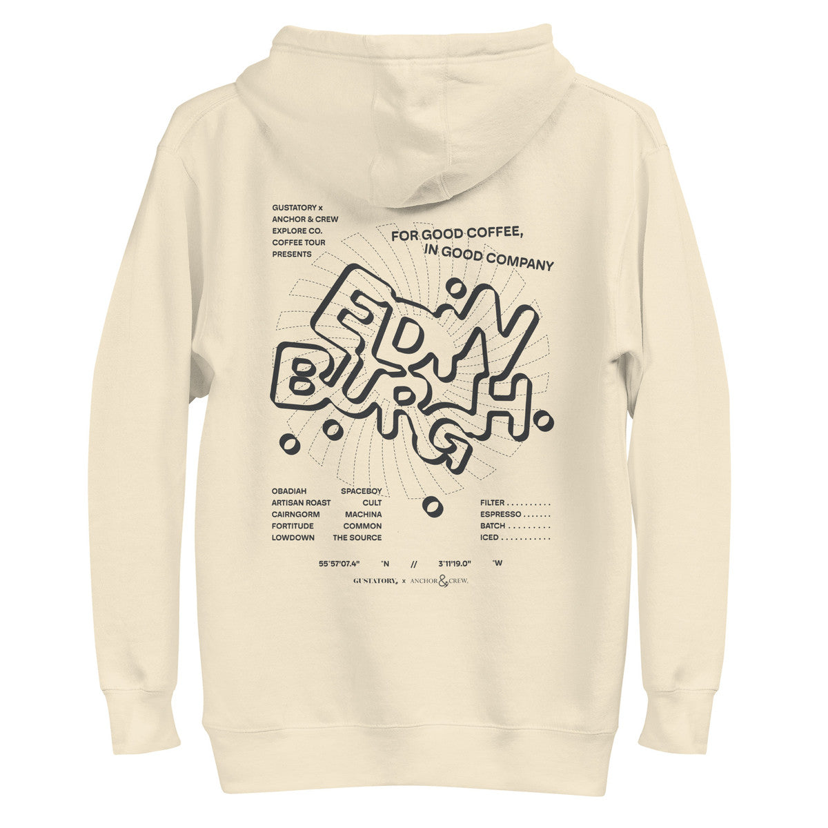ANCHOR & CREW x GUSTATORY Edinburgh Coffee Scene Cotton Blend Embroidered Hoodie