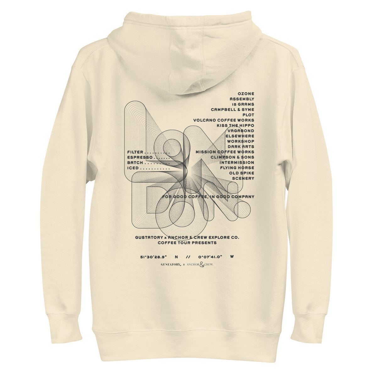 ANCHOR & CREW x GUSTATORY London Coffee Scene Cotton Blend Embroidered Hoodie