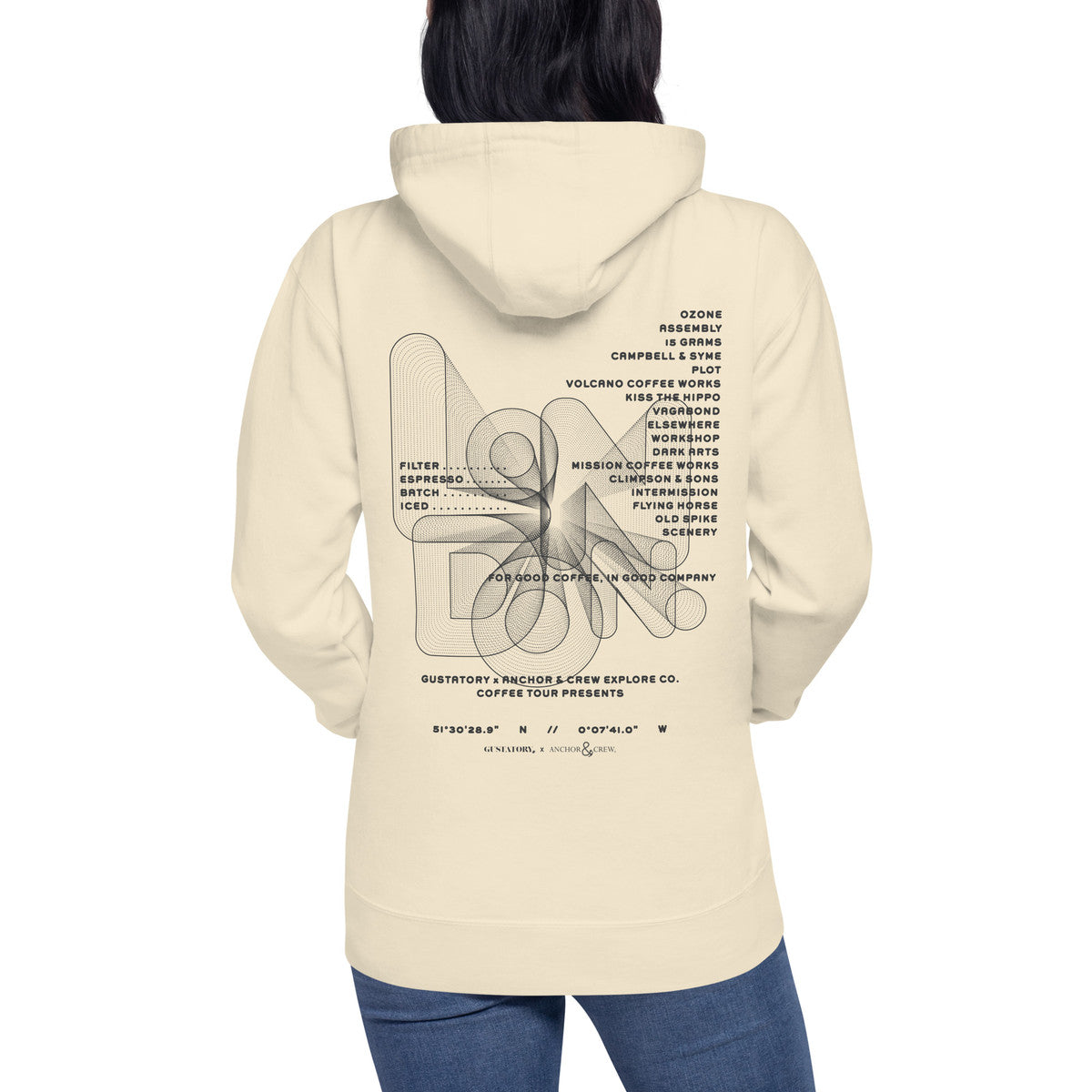 ANCHOR & CREW x GUSTATORY London Coffee Scene Cotton Blend Embroidered Hoodie