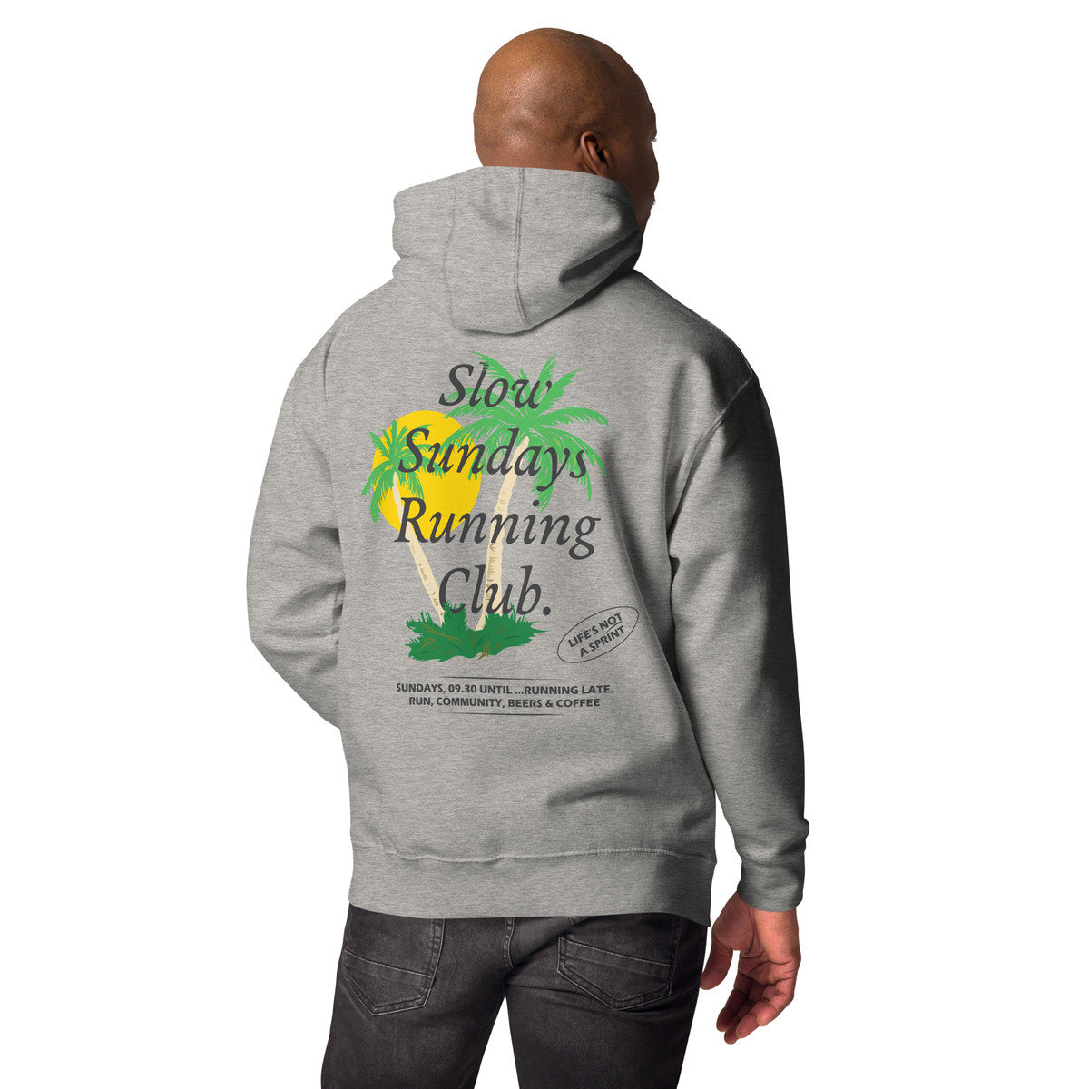 ANCHOR & CREW Palm Tree Slow Sundays Running Club Cotton Blend Hoodie