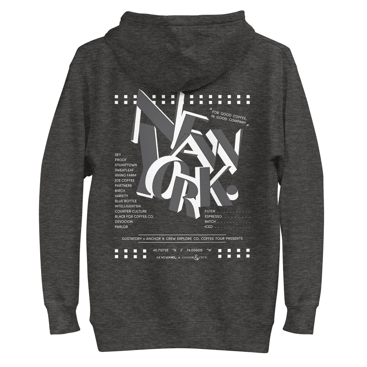 ANCHOR & CREW x GUSTATORY New York Coffee Scene Cotton Blend Embroidered Hoodie