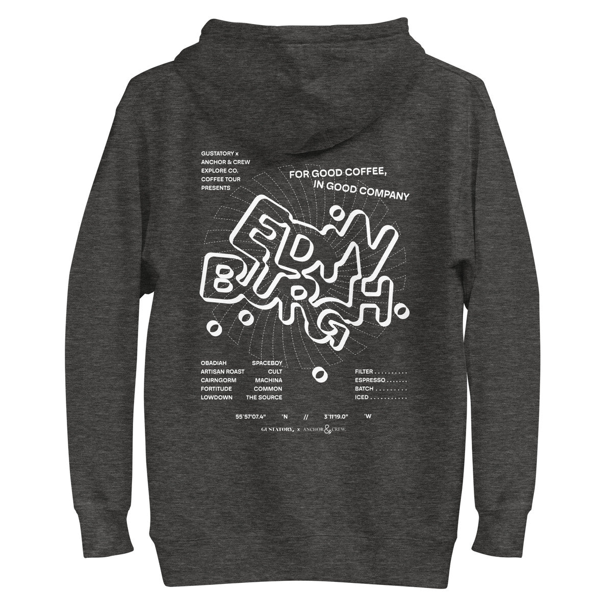 ANCHOR & CREW x GUSTATORY Edinburgh Coffee Scene Cotton Blend Embroidered Hoodie