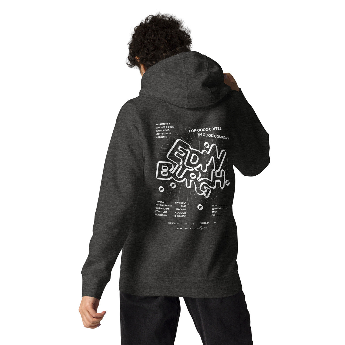 ANCHOR & CREW x GUSTATORY Edinburgh Coffee Scene Cotton Blend Embroidered Hoodie