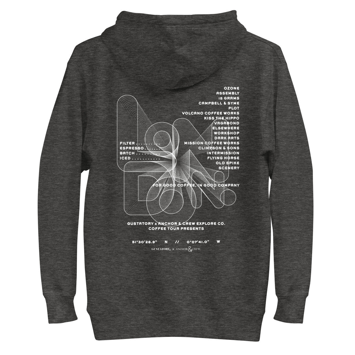 ANCHOR & CREW x GUSTATORY London Coffee Scene Cotton Blend Embroidered Hoodie