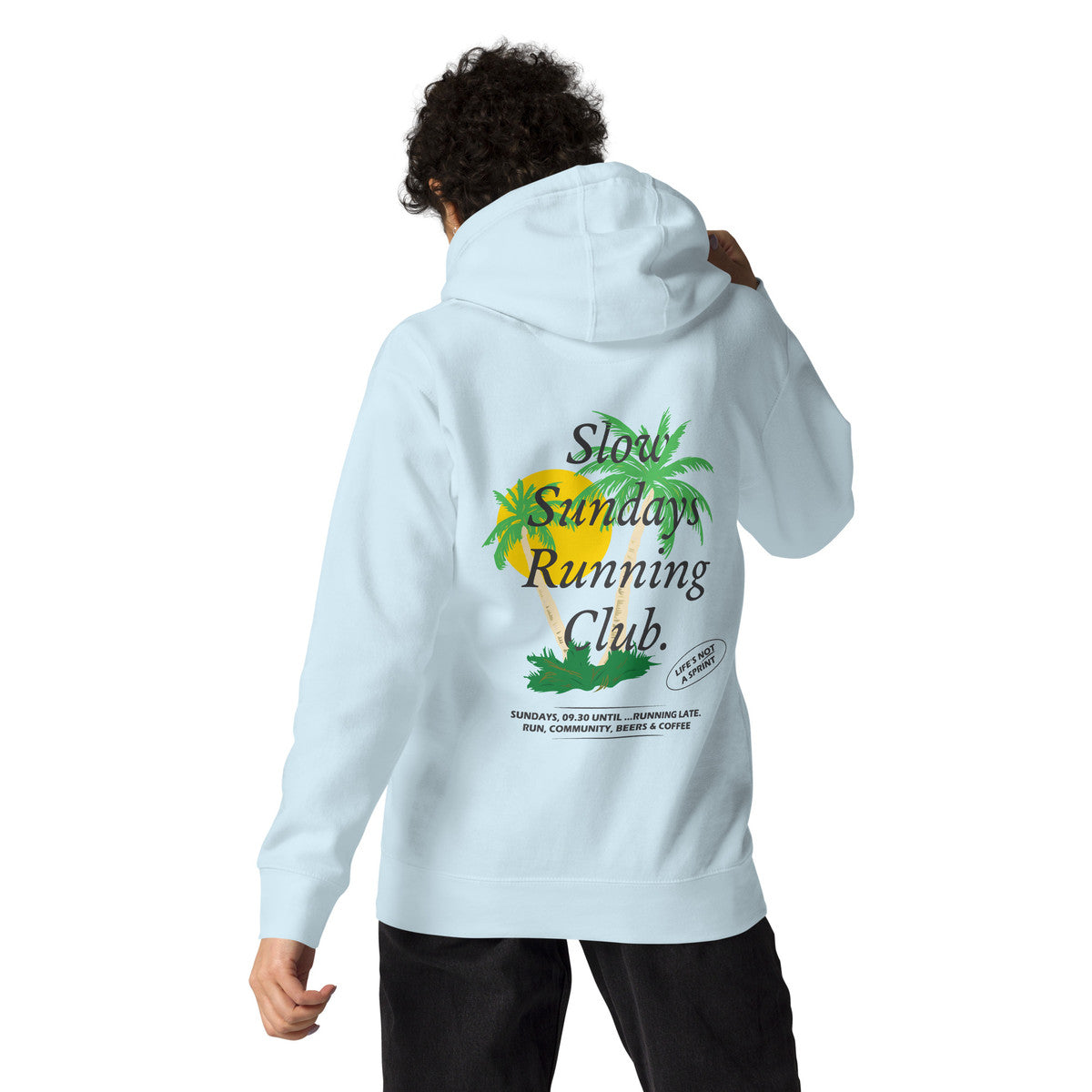 ANCHOR & CREW Palm Tree Slow Sundays Running Club Cotton Blend Hoodie