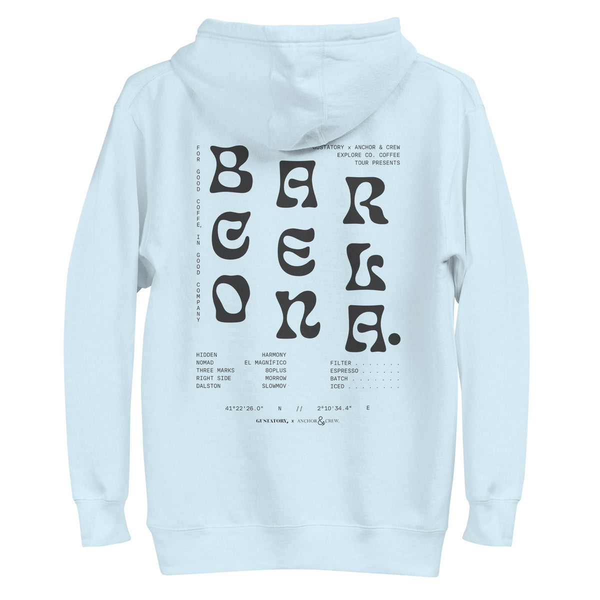 ANCHOR & CREW x GUSTATORY Barcelona Coffee Scene Cotton Blend Embroidered Hoodie