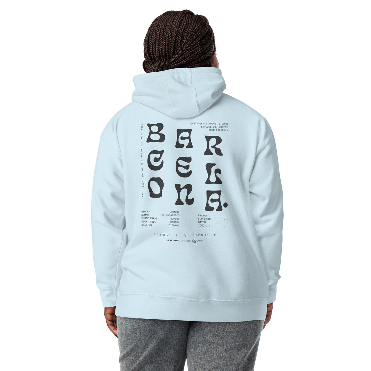 ANCHOR & CREW x GUSTATORY Barcelona Coffee Scene Cotton Blend Embroidered Hoodie