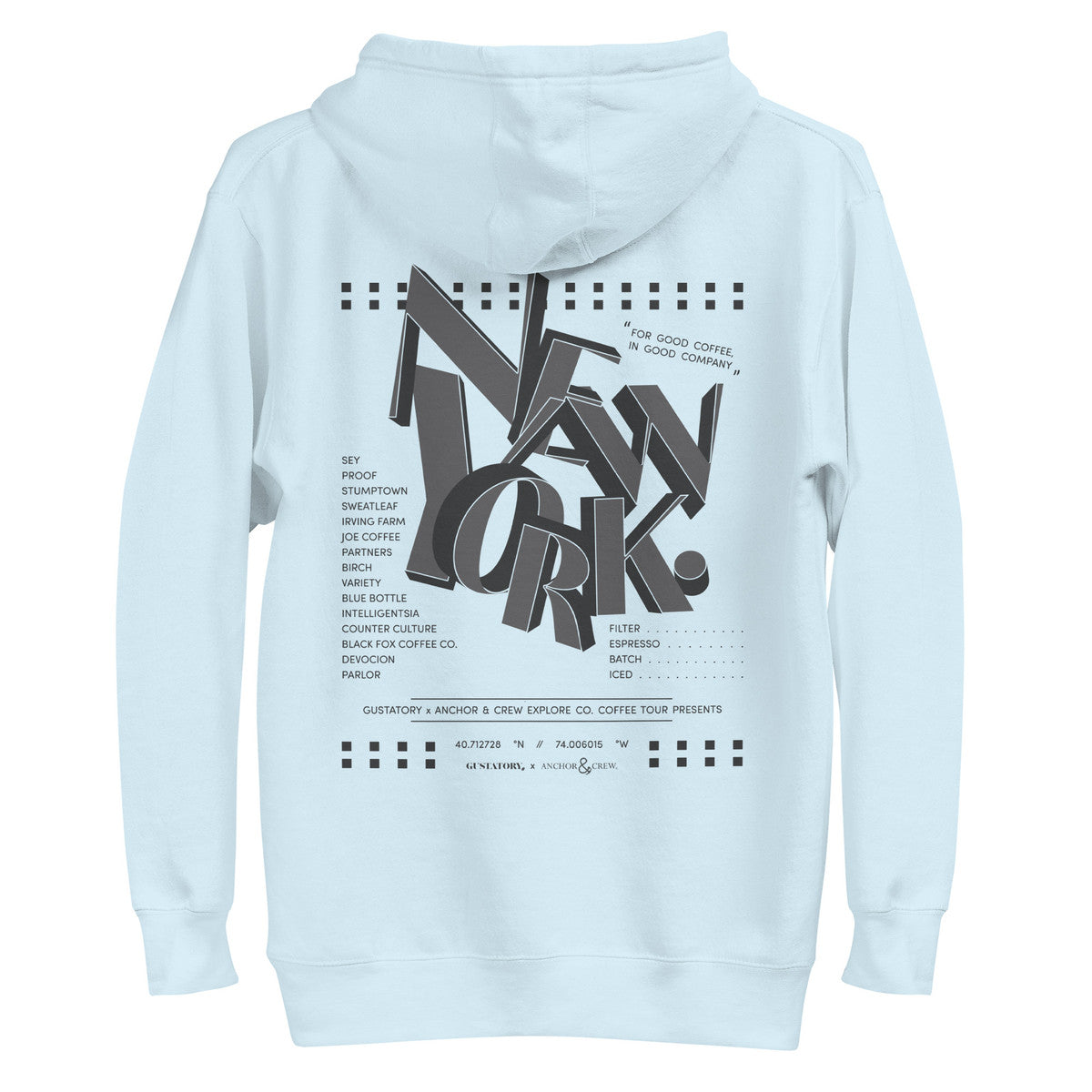 ANCHOR & CREW x GUSTATORY New York Coffee Scene Cotton Blend Embroidered Hoodie