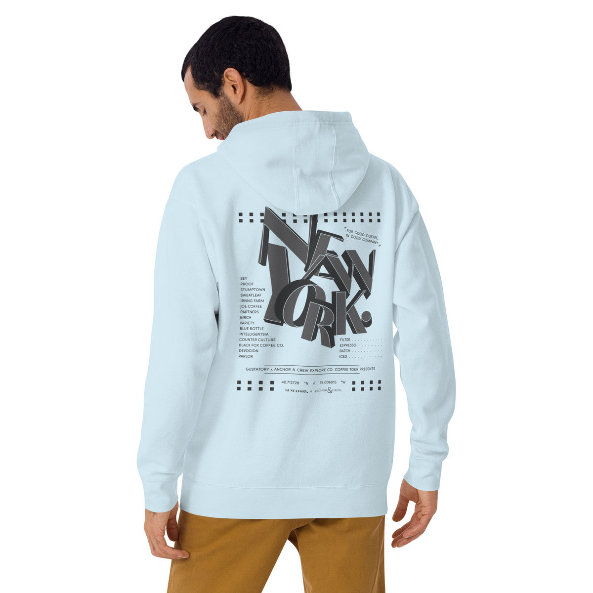 ANCHOR & CREW x GUSTATORY New York Coffee Scene Cotton Blend Embroidered Hoodie
