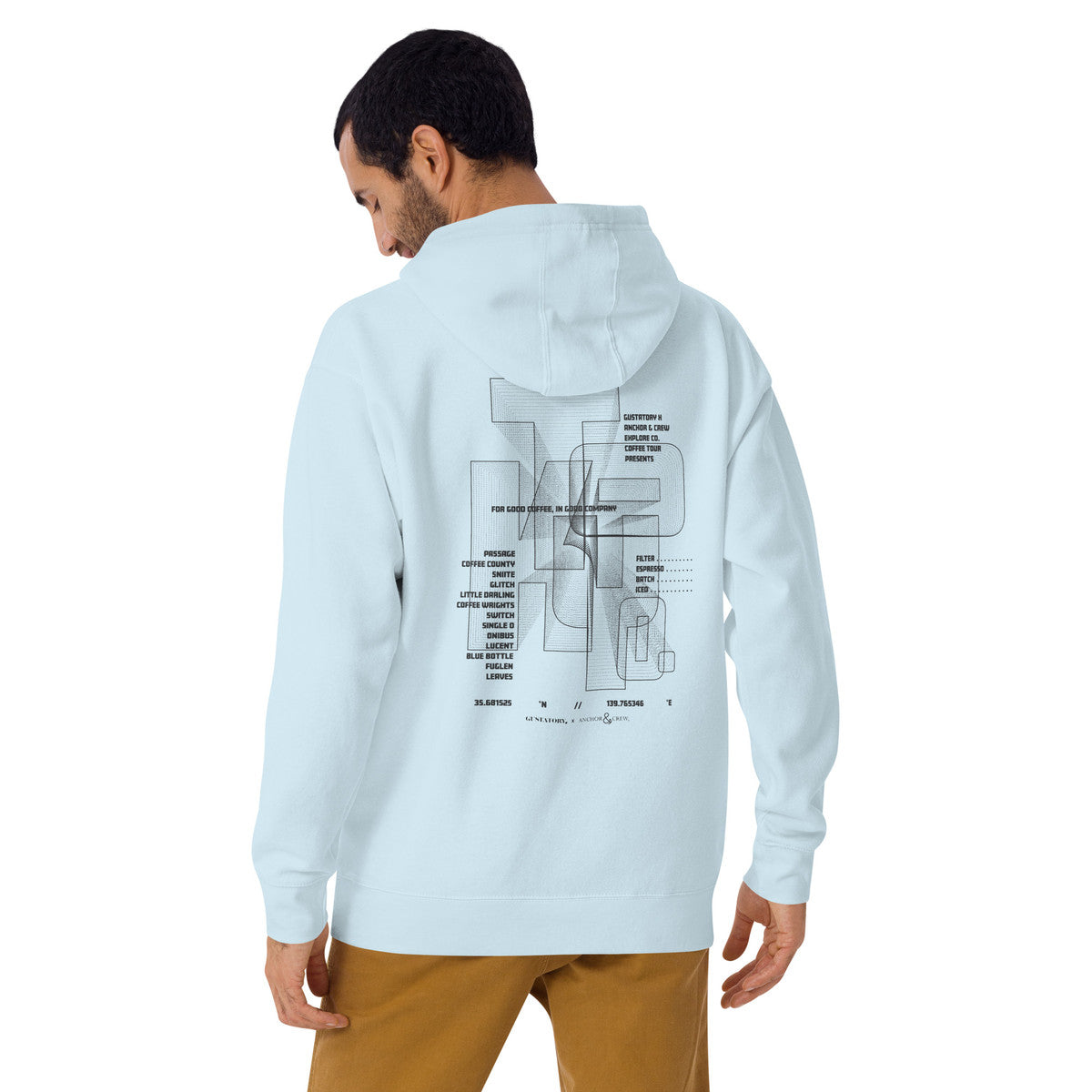 ANCHOR & CREW x GUSTATORY Tokyo Coffee Scene Cotton Blend Embroidered Hoodie