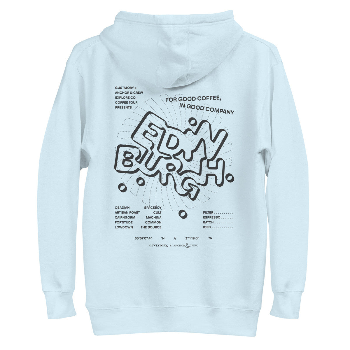 ANCHOR & CREW x GUSTATORY Edinburgh Coffee Scene Cotton Blend Embroidered Hoodie