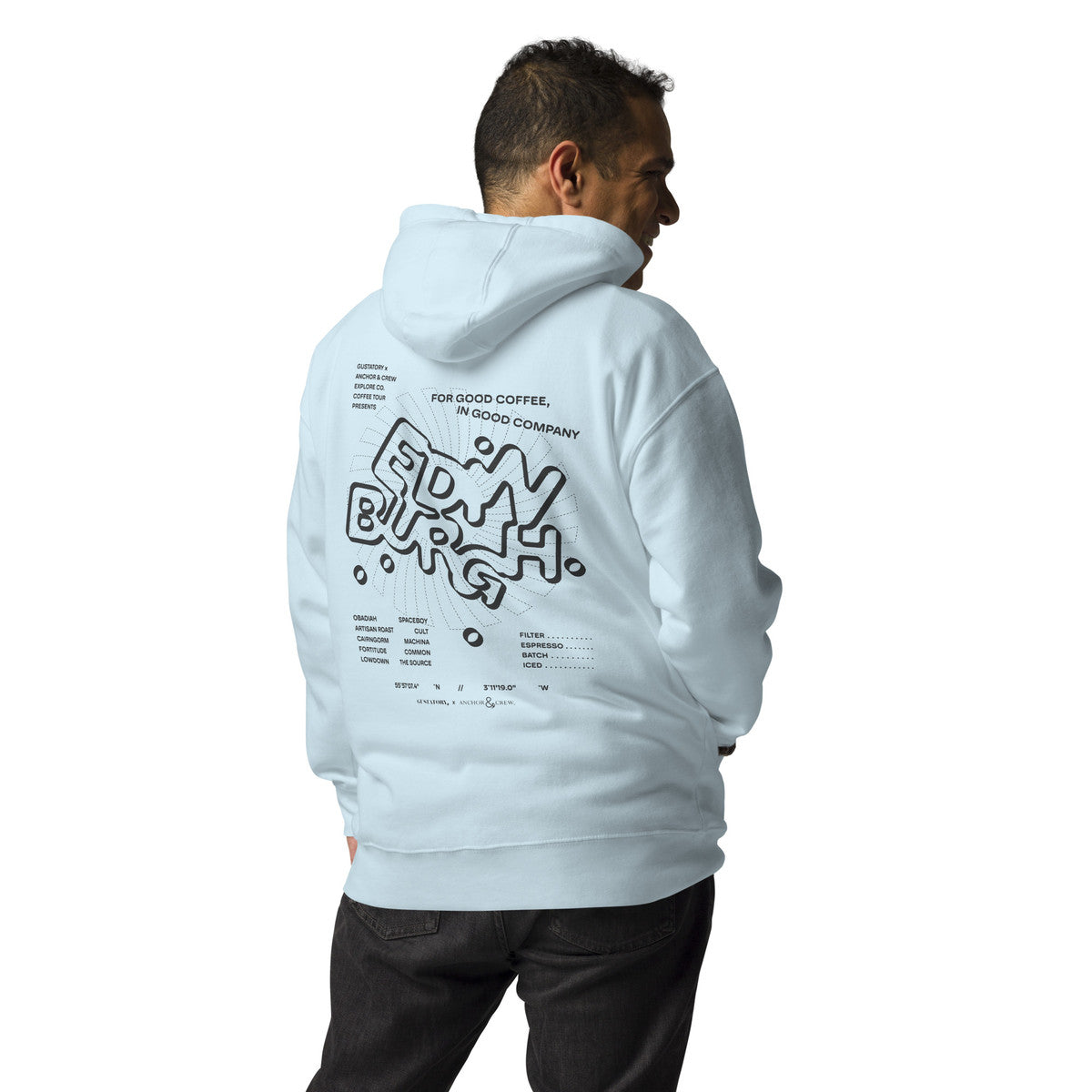ANCHOR & CREW x GUSTATORY Edinburgh Coffee Scene Cotton Blend Embroidered Hoodie