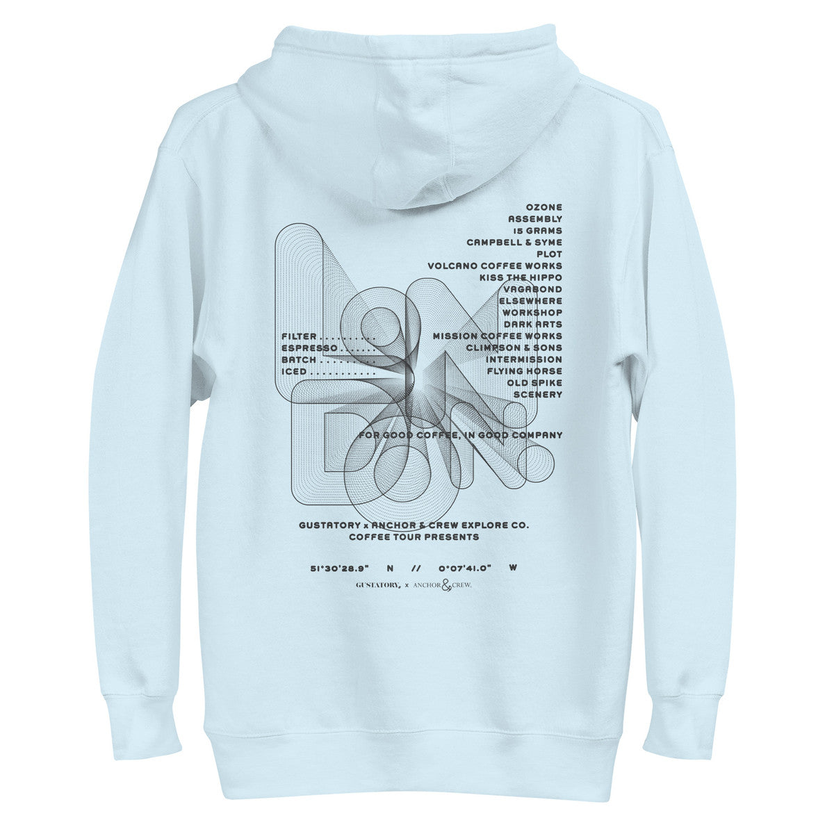 ANCHOR & CREW x GUSTATORY London Coffee Scene Cotton Blend Embroidered Hoodie