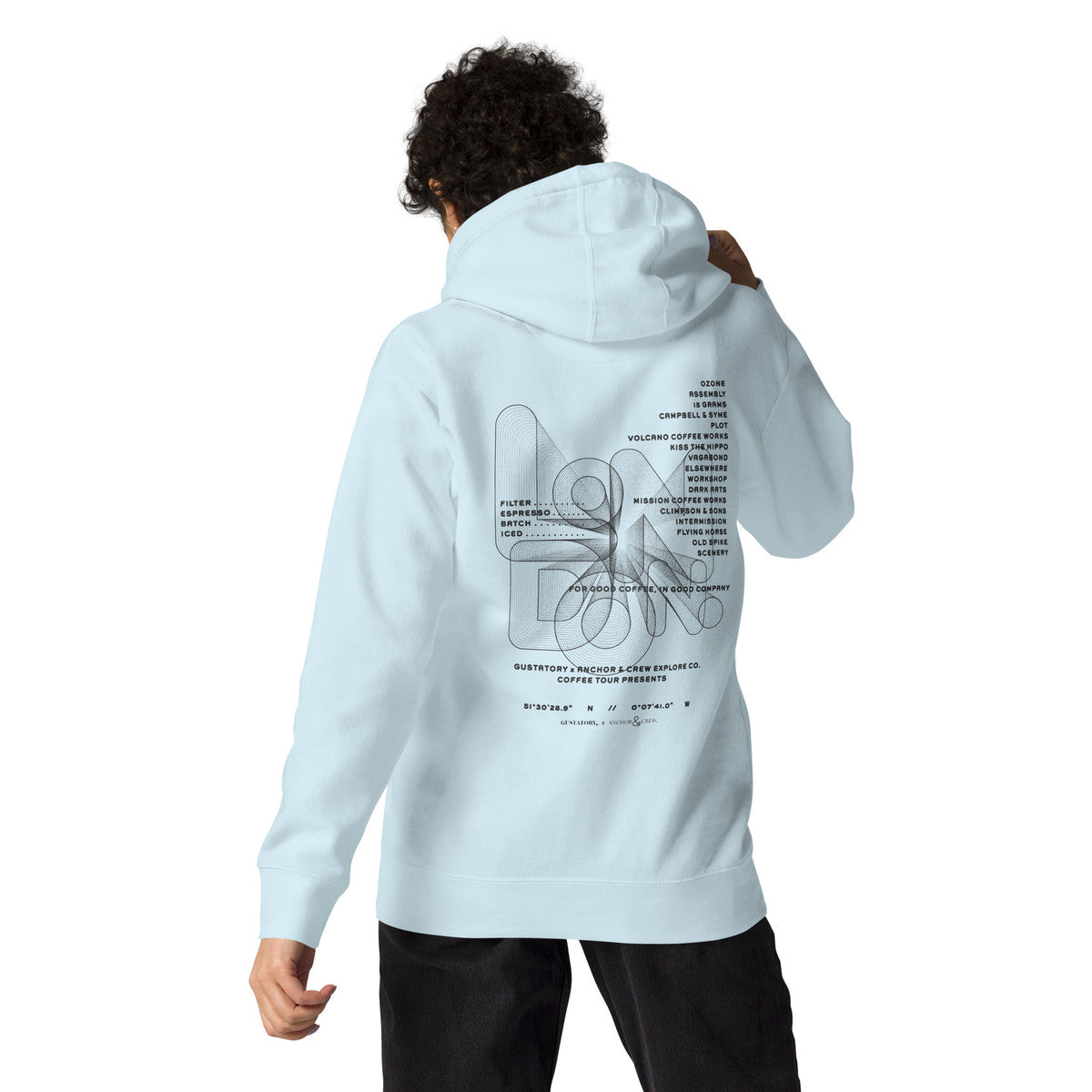 ANCHOR & CREW x GUSTATORY London Coffee Scene Cotton Blend Embroidered Hoodie