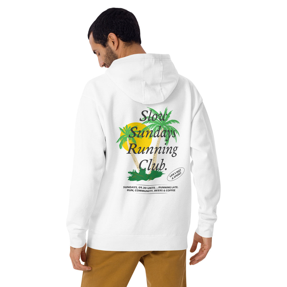 ANCHOR & CREW Palm Tree Slow Sundays Running Club Cotton Blend Hoodie
