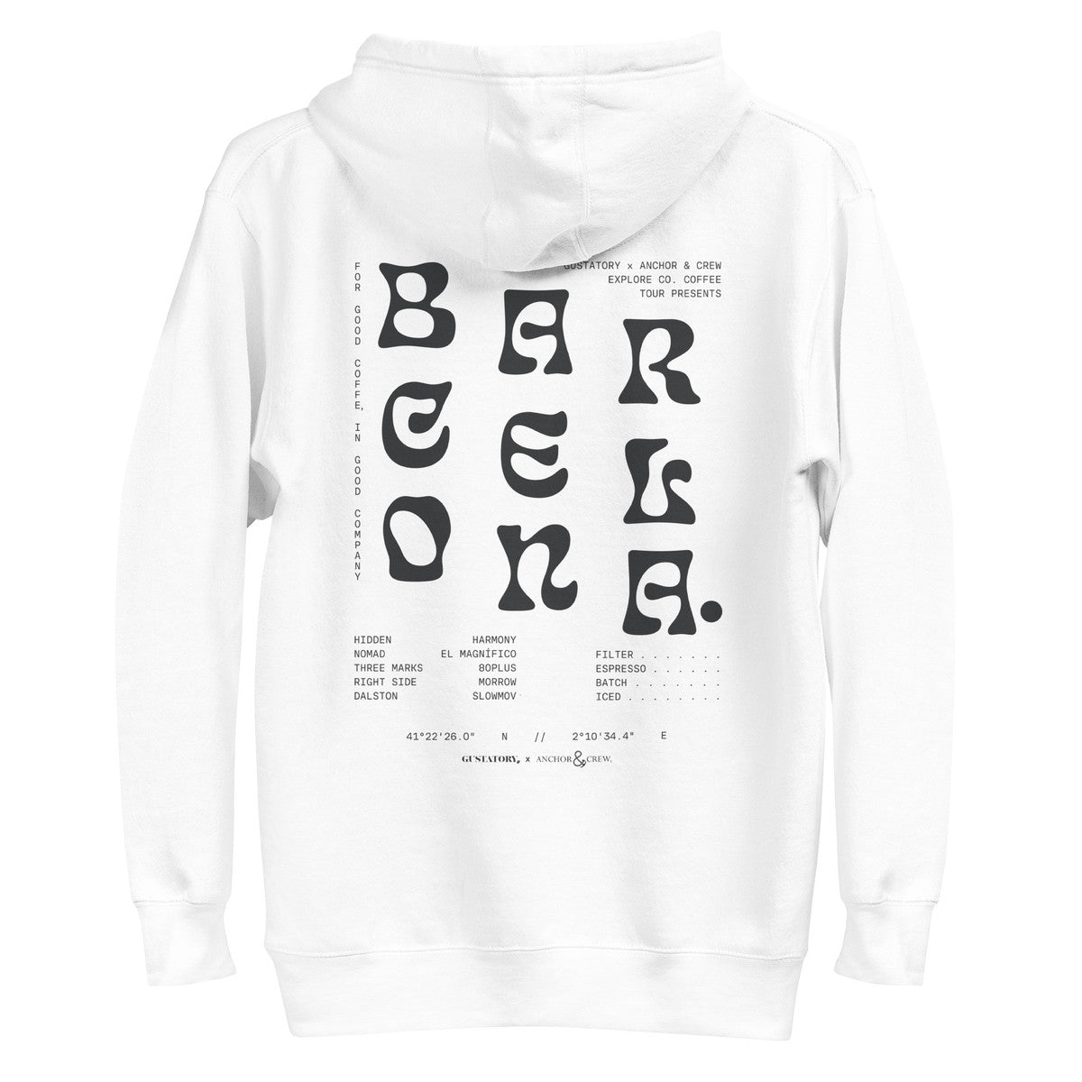 ANCHOR & CREW x GUSTATORY Barcelona Coffee Scene Cotton Blend Embroidered Hoodie