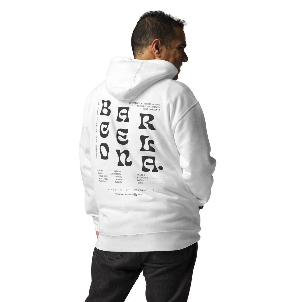 ANCHOR & CREW x GUSTATORY Barcelona Coffee Scene Cotton Blend Embroidered Hoodie