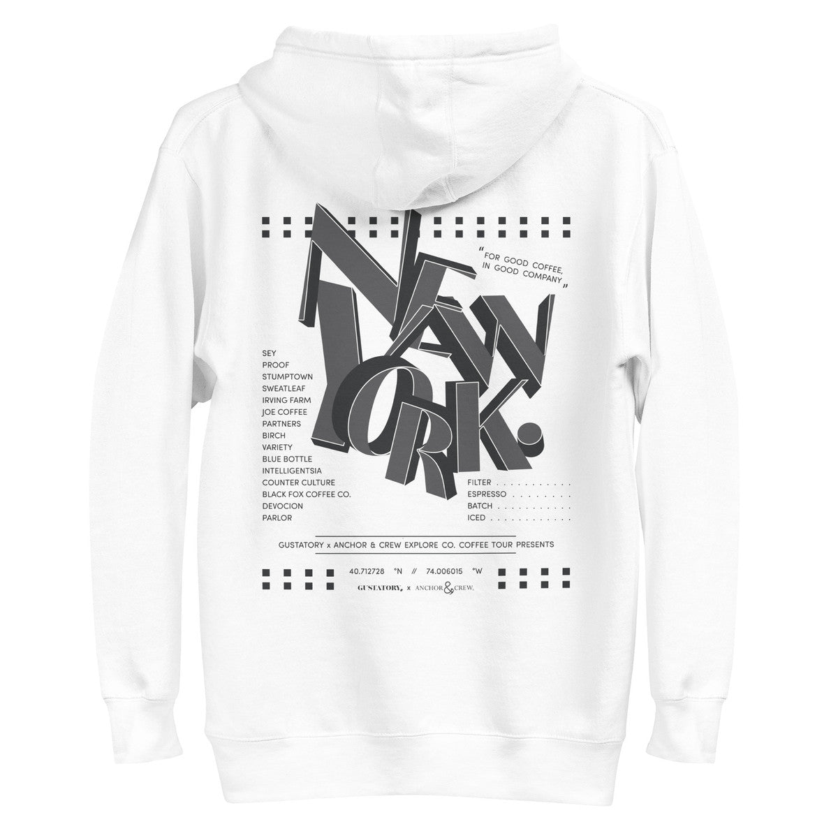ANCHOR & CREW x GUSTATORY New York Coffee Scene Cotton Blend Embroidered Hoodie