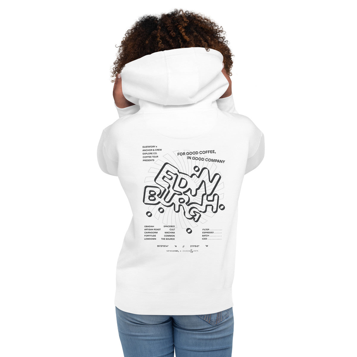 ANCHOR & CREW x GUSTATORY Edinburgh Coffee Scene Cotton Blend Embroidered Hoodie