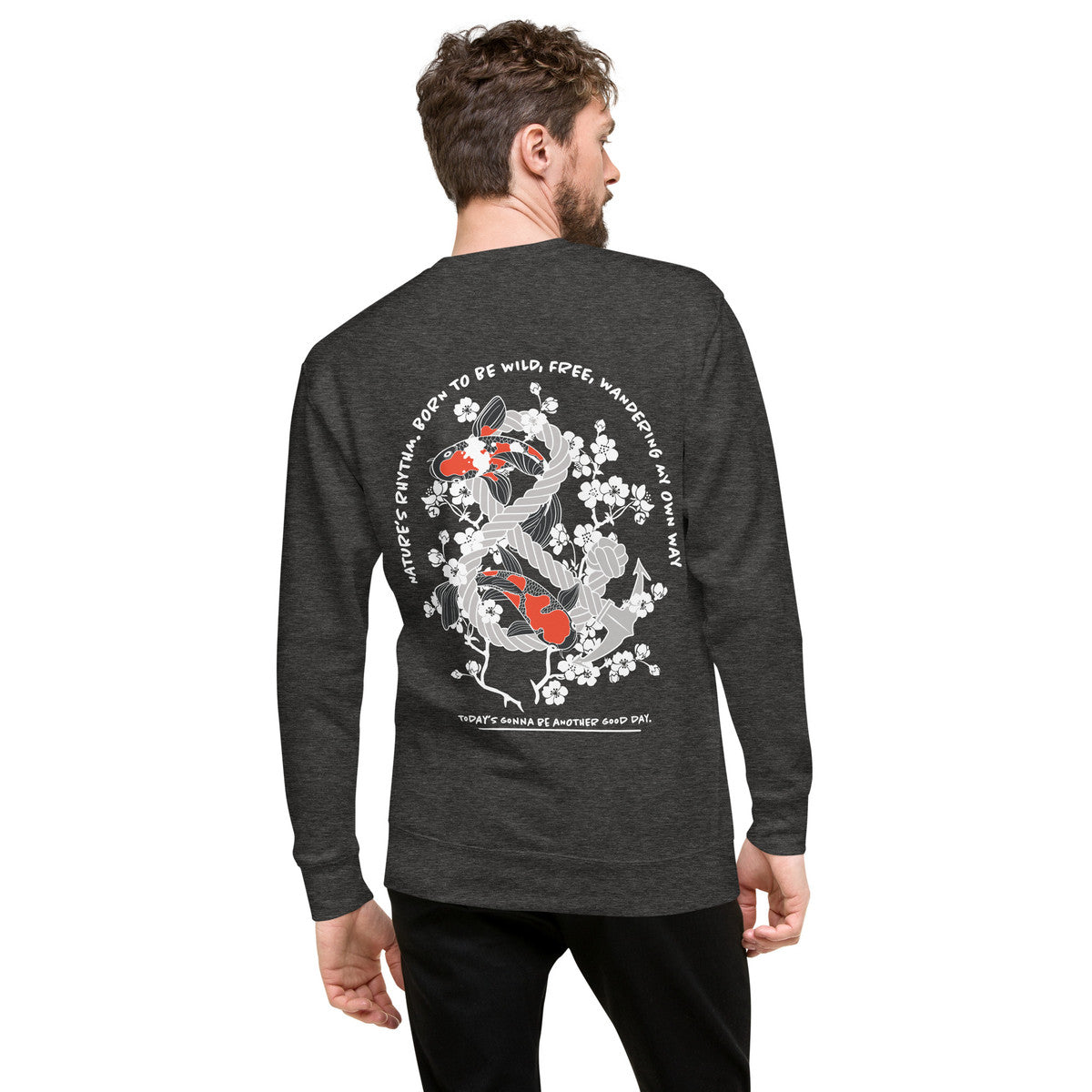ANCHOR & CREW Koi Fish Another Good Day Cotton Blend Sweatshirt