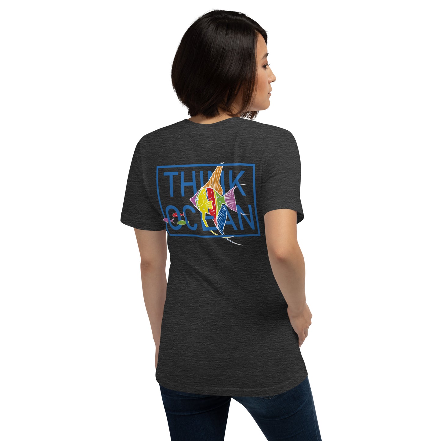 Think Ocean Fish Fluorescence Cotton Embroidered T-Shirt