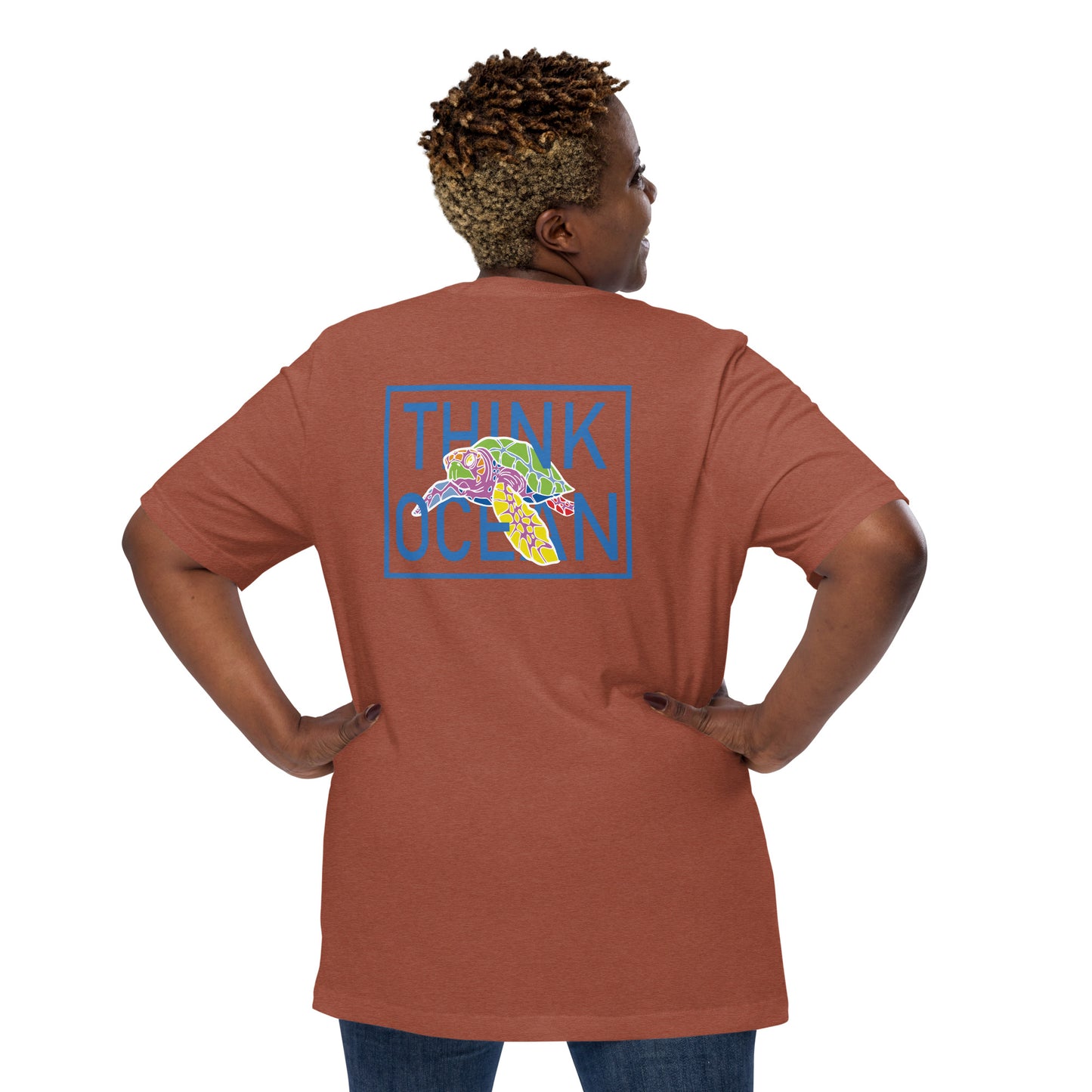 Think Ocean Turtle Fluorescence Cotton Embroidered T-Shirt