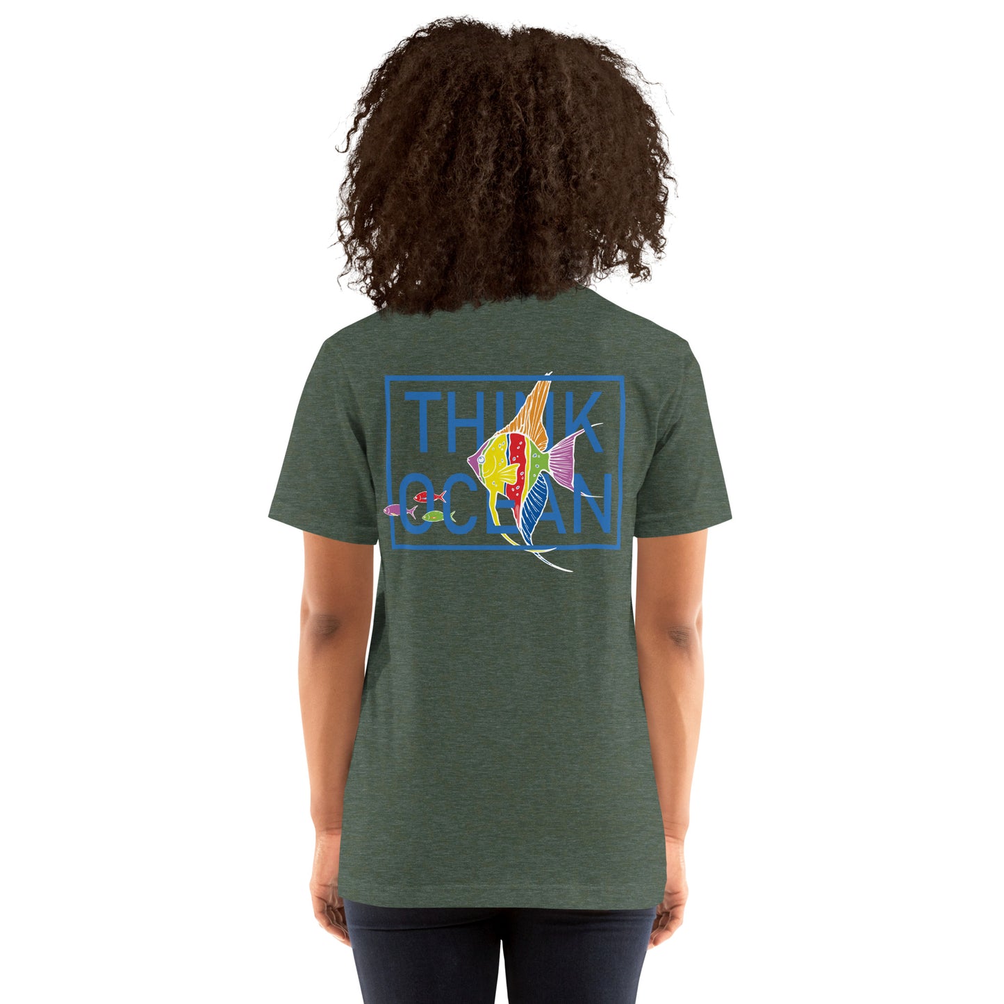 Think Ocean Fish Fluorescence Cotton Embroidered T-Shirt