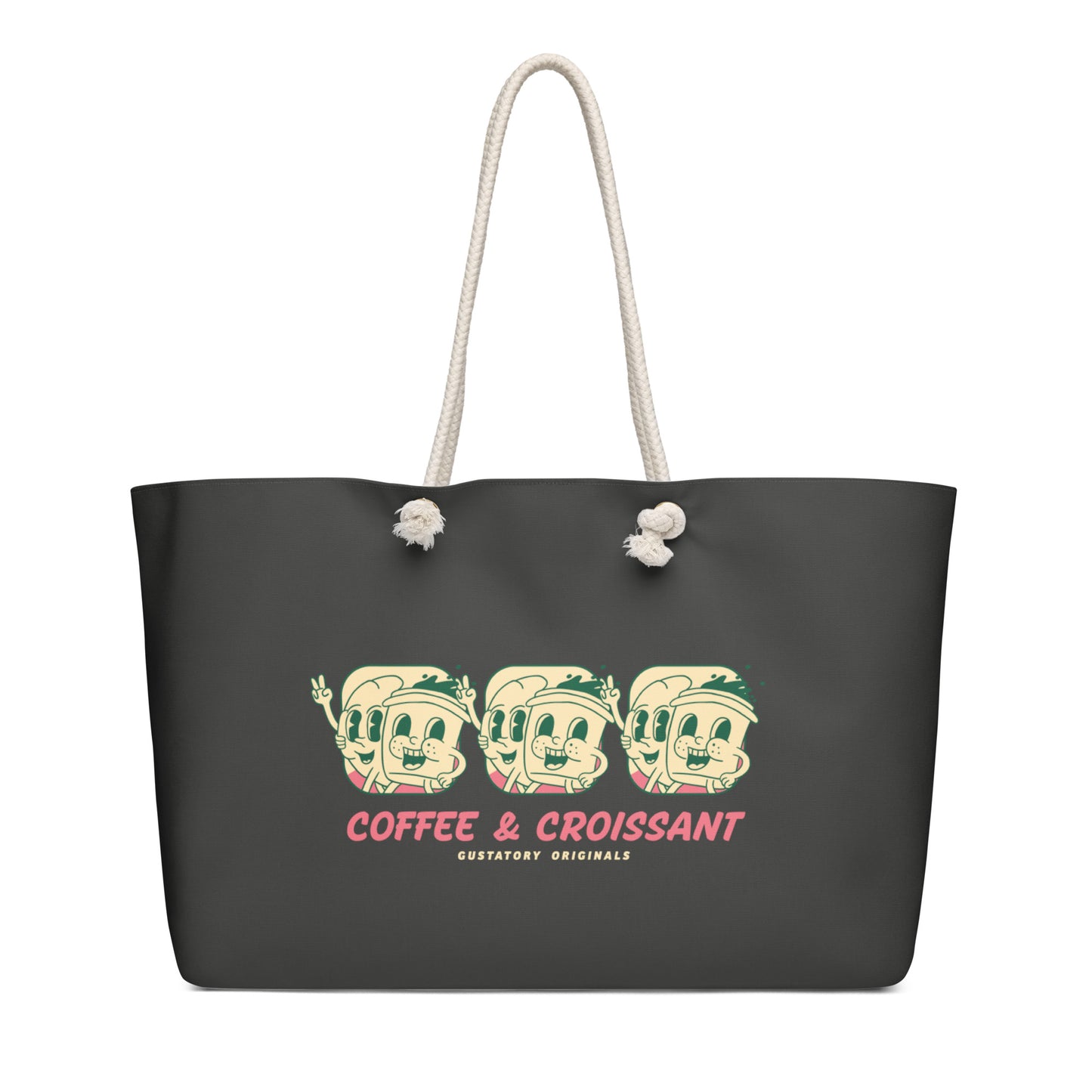 GUSTATORY Originals Coffee & Croissant Oversized Weekender Tote Bag