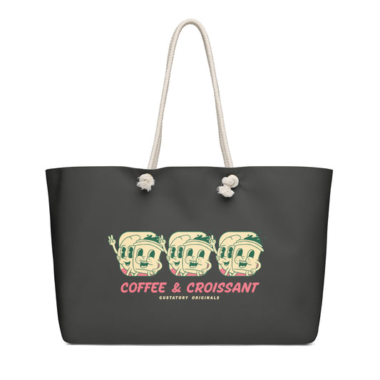 GUSTATORY Originals Coffee & Croissant Oversized Weekender Tote Bag