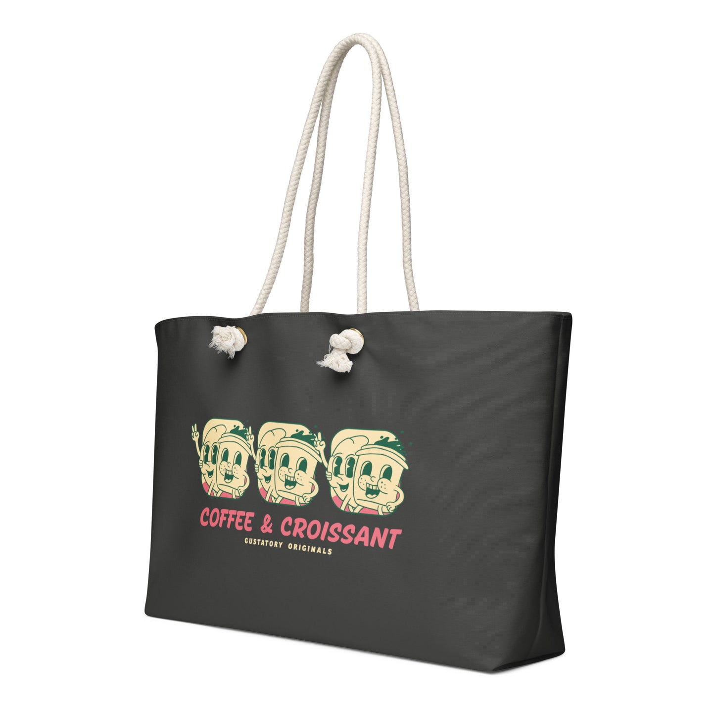 GUSTATORY Originals Coffee & Croissant Oversized Weekender Tote Bag